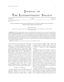 Journal of the Lepidopterists' Society