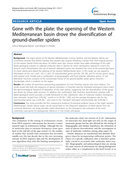 Gone with the Plate: the Opening of the Western Mediterranean Basin Drove the Diversification of Ground-Dweller Spiders Leticia Bidegaray-Batista* and Miquel a Arnedo