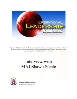 Interview with MAJ Mark Holzer