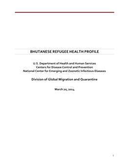 Bhutanese Refugee Health Profile