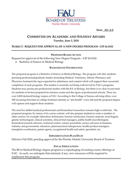 COMMITTEE on ACADEMIC and STUDENT AFFAIRS Tuesday, June 2, 2020