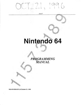 Nintendo Ultra-64 Programming Manual Plus Addendums