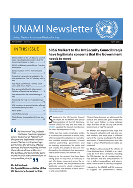 UNAMI Newsletter United Nations Assistance Mission for Iraq