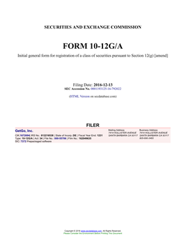 Getgo, Inc. Form 10-12G/A Filed 2016-12-13