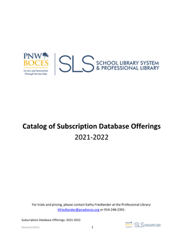 Catalog of Subscription Database Offerings 2021-2022