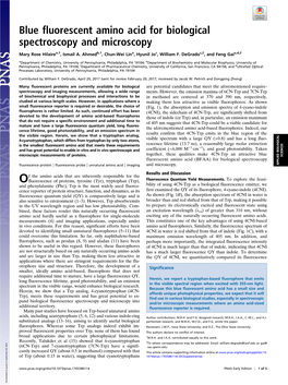 Blue Fluorescent Amino Acid for Biological Spectroscopy and Microscopy