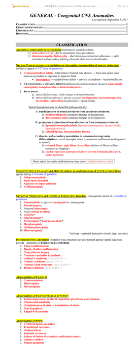 Congenital CNS Anomalies (General)