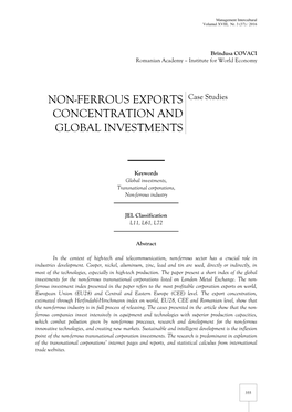 Non-Ferrous Exports Concentration and Global