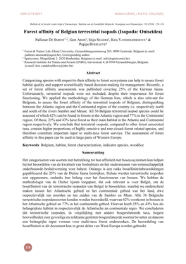 Forest Affinity of Belgian Terrestrial Isopods (Isopoda: Oniscidea)