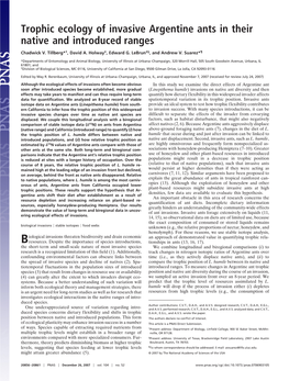 Trophic Ecology of Invasive Argentine Ants in Their Native and Introduced Ranges