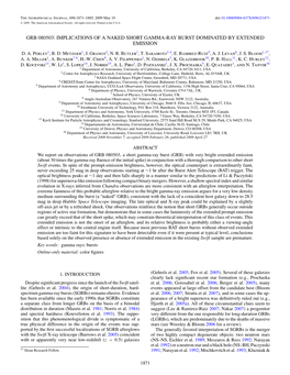 Grb 080503: Implications of a Naked Short Gamma-Ray Burst Dominated by Extended Emission