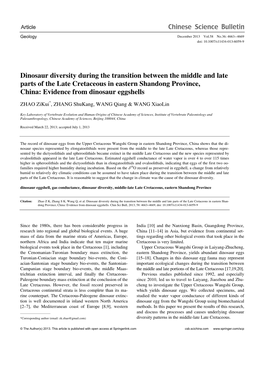 Dinosaur Diversity During the Transition Between the Middle and Late Parts