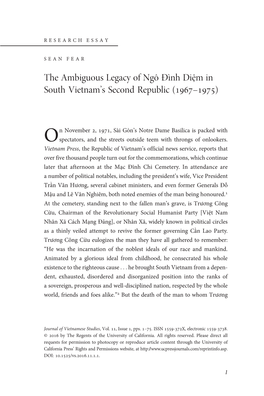 The Ambiguous Legacy of Ngô Đình Diệm in South Vietnam's