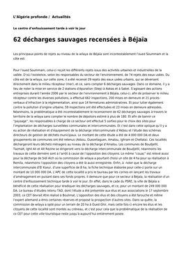 62 Décharges Sauvages Recensées À Béjaïa