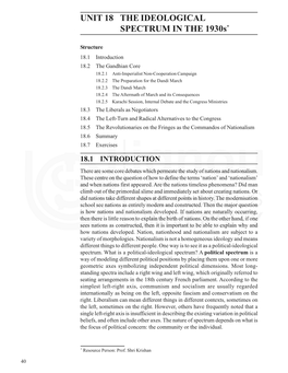 UNIT 18 the IDEOLOGICAL SPECTRUM in the 1930S*