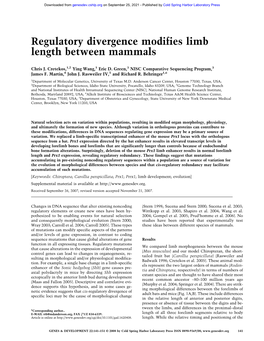 Regulatory Divergence Modifies Limb Length Between Mammals