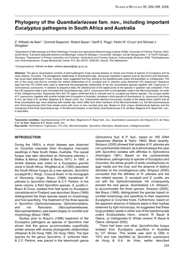 Phylogeny of the Quambalariaceae Fam. Nov., Including Important Eucalyptus Pathogens in South Africa and Australia