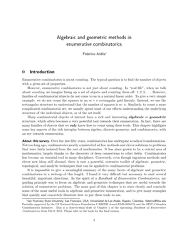 Algebraic and Geometric Methods in Enumerative Combinatorics