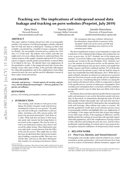 The Implications of Widespread Sexual Data Leakage and Tracking on Porn Websites (Preprint, July 2019)