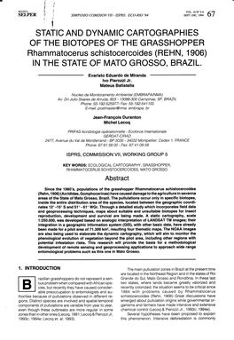 Rhammatocerus Schistocercoides (REHN, 1 906) in the STATE of MATO GROSSO, BRAZIL