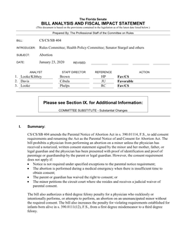 Bill Analysis and Fiscal Impact Statement