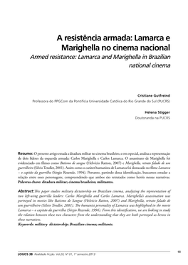 A Resistência Armada: Lamarca E Marighella No Cinema Nacional Armed Resistance: Lamarca and Marighella in Brazilian National Cinema