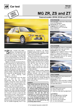 MG ZR, ZS and ZT DRIVE Featured Models: ZR160, ZS180 and ZT+190