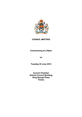 COUNCIL MEETING Commencing at 3.00Pm on Tuesday 25 June 2013