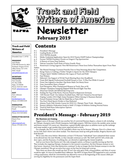 February 2019 Contents