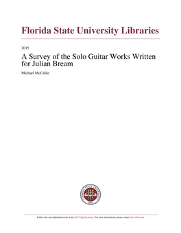 A Survey of the Solo Guitar Works Written for Julian Bream Michael Mccallie