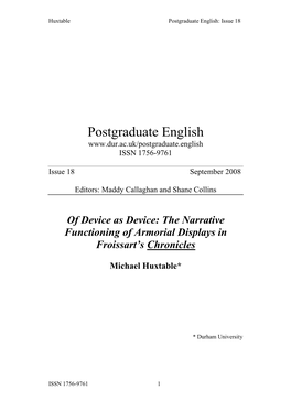 Postgraduate English: Issue 18