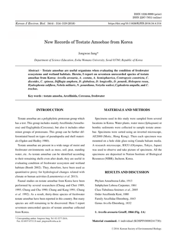 New Records of Testate Amoebae from Korea