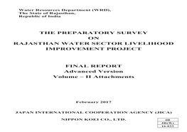 The Preparatory Survey on Rajasthan Water Sector Livelihood Improvement Project