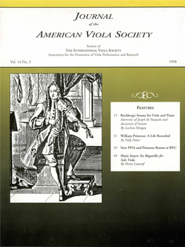 Journal of the American Viola Society Volume 14 No. 3, 1998