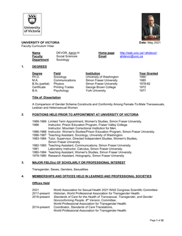 May 2021 Faculty Curriculum Vitae