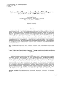 Vulnerability of Turkey to Desertification with Respect To