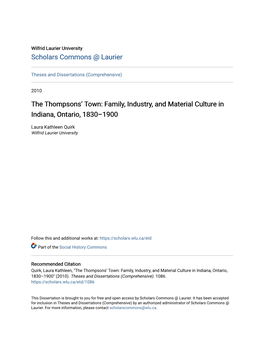 Family, Industry, and Material Culture in Indiana, Ontario, 1830–1900