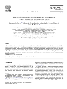 First Abelisaurid Bone Remains from the Maastrichtian Marılia Formation