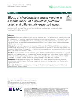 Effects of Mycobacterium Vaccae Vaccine in a Mouse Model Of