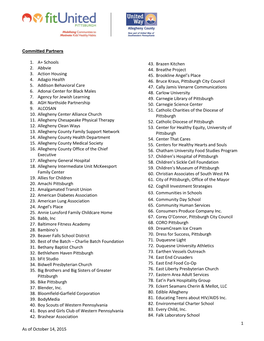 1 As of October 14, 2015 1. A+ Schools 2. Abbvie 3. Action