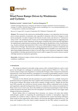 Wind Power Ramps Driven by Windstorms and Cyclones