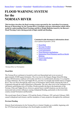 FLOOD WARNING SYSTEM for the NORMAN RIVER