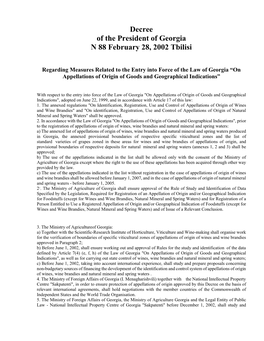 Decree of the President of Georgia No. 88 of February 28, 2002