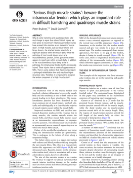 'Serious Thigh Muscle Strains': Beware the Intramuscular Tendon Which Plays an Important Role in Difficult Hamstring And