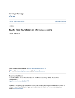 Touche Ross Roundtabale on Inflation Accounting