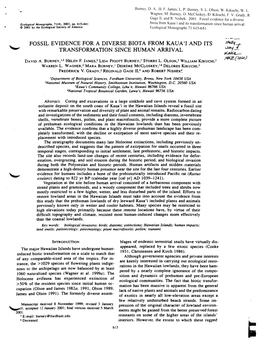 FOSSIL EVIDENCE for a DIVERSE BIOTA from KAUA'i and ITS &//Y B TRANSFORMATION SINCE HUMAN ARRIVAL Jay - Ltaticc ((Art-) DAVIDA