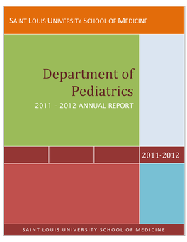 Department of Pediatrics 2011 – 2012 ANNUAL REPORT
