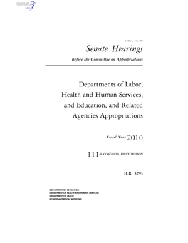 Senate Hearings Before the Committee on Appropriations