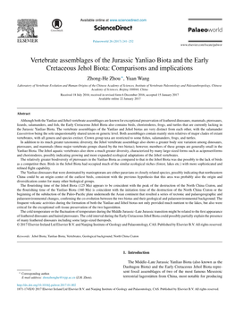 Vertebrate Assemblages of the Jurassic Yanliao Biota and the Early