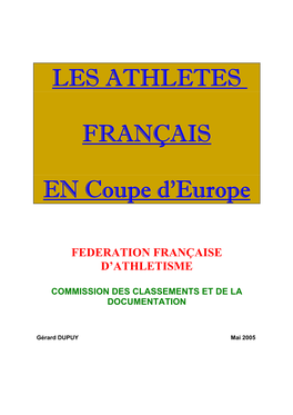 LES ATHLETES FRANÇAIS EN Coupe D'europe